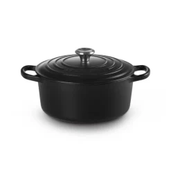 Le Creuset Signature Cast Iron 22cm Round Casserole - Satin Black