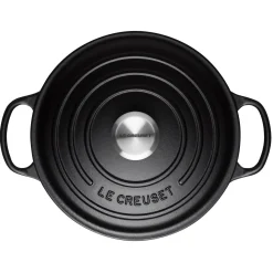 Le Creuset Signature Cast Iron 28cm Round Casserole - Satin Black