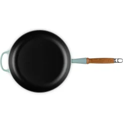 Le Creuset Signature Cast Iron 28cm Frying Pan with Wooden Handle - Sea Salt