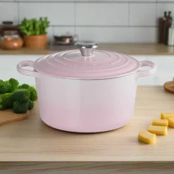 Le Creuset Signature Cast Iron 24cm Deep Round Casserole - Shell Pink