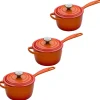 Le Creuset Signature Cast Iron 3 Piece Saucepan Set - Volcanic