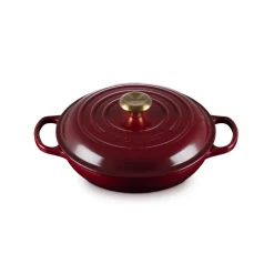 Le Creuset Signature Cast Iron 26cm Shallow Round Casserole - Garnet