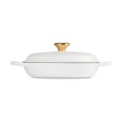 Le Creuset Signature 26cm Cast Iron Christmas Shallow Casserole - Snowflakes