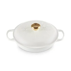 Le Creuset Signature 26cm Cast Iron Christmas Shallow Casserole - Snowflakes