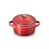 Le Creuset Stoneware Petite Casserole with Gold Heart Knob - Cerise