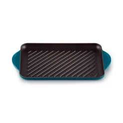 Le Creuset Traditional Cast Iron 32cm Rectangular Grill - Deep Teal