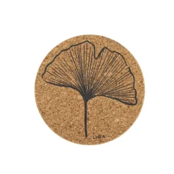 Liga Round Cork Coaster - Ginkgo - Grey
