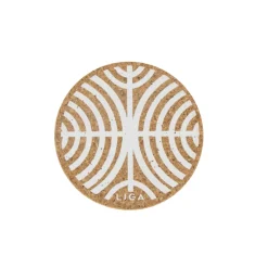 Liga Round Cork Coaster - Ripples - White