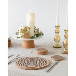 Liga Round Cork Coaster - Orbit - Grey