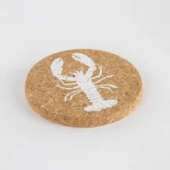 Liga Round Cork Coaster - Lobster - White