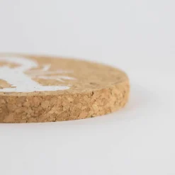 Liga Round Cork Coaster - Lobster - White