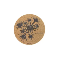 Liga Round Cork Coaster - Sea Holly - Grey