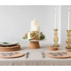 Liga Round Cork Coaster - Sea Holly - Grey