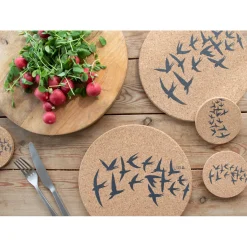Liga Round Cork Coaster - Swallows - Grey