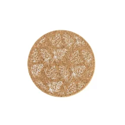 Liga Round Cork Coaster - Pinecone - White