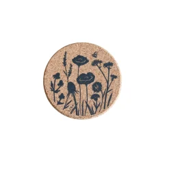 Liga Round Cork Coaster - Wildflower - Grey