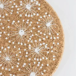 Liga Round Cork Coaster - Dandelion - White