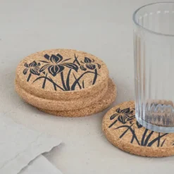 Liga Round Cork Coaster - Iris - Grey