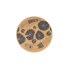 Liga Round Cork Coaster - Wild Swimmers - Grey