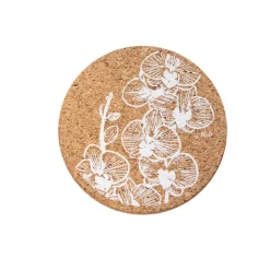 Liga Round Cork Coaster - Orchid - White