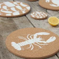 Liga Round Cork Placemat - Lobster - White