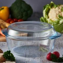 Mason Cash Classic Round Glass 1 Litre Casserole Dish with Lid