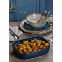 Mason Cash Reactive Blue Stoneware 23cm x 17.5cm Rectangle Dish