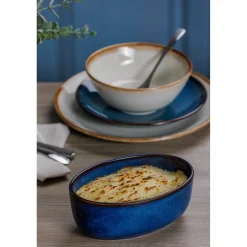 Mason Cash Reactive Blue Stoneware 18cm Oval Pie Dish