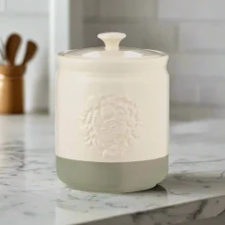 Mason Cash Stoneware Home To Roost 13cm x 19cm Large Storage Jar - Cream & Green