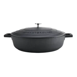 Masterclass Cast Aluminium 32cm Lightweight Shallow Round Casserole Dish - Black