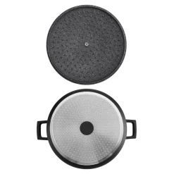 Masterclass Cast Aluminium 32cm Lightweight Shallow Round Casserole Dish - Black