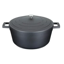 Masterclass Cast Aluminium 28cm Lightweight Round Casserole Dish - Black