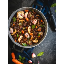 Masterclass Cast Aluminium 28cm Lightweight Round Casserole Dish - Black