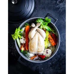 Masterclass Cast Aluminium 28cm Lightweight Round Casserole Dish - Black