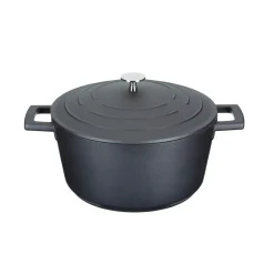 Masterclass Cast Aluminium 24cm Lightweight Round Casserole Dish - Black