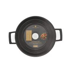 Masterclass Cast Aluminium 24cm Lightweight Round Casserole Dish - Black