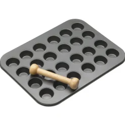 Masterclass Non-Stick Mini Tart Tin & Wooden Tool - 24 Hole
