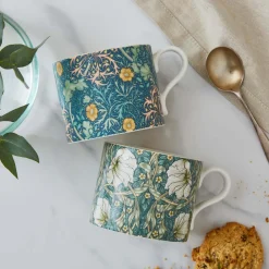 Morris & Co 2 Piece 340ml Porcelain Mug Set - Seaweed & Pimpernel