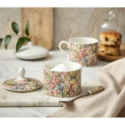 Morris & Co Porcelain Sugar Bowl With Lid - Golden Lily