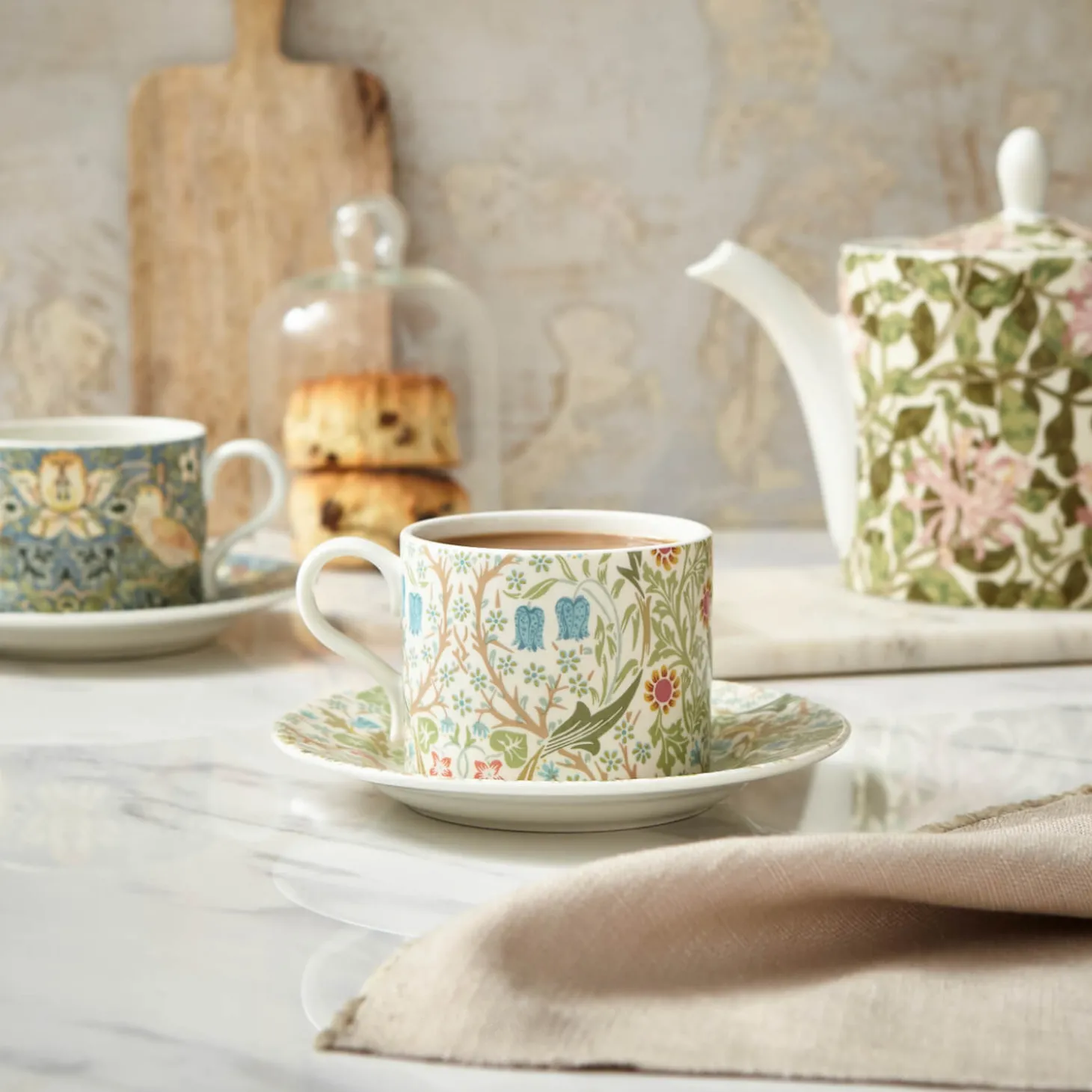 Morris & Co Porcelain Tea Cup & Saucer - Blackthorn