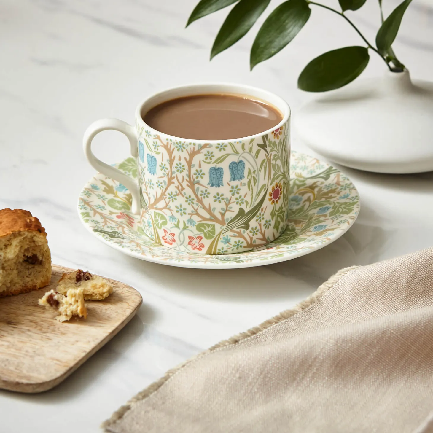 Morris & Co Porcelain Tea Cup & Saucer - Blackthorn