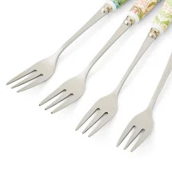 Morris & Co Set Of Four Pastry Forks With Porcelain Handle