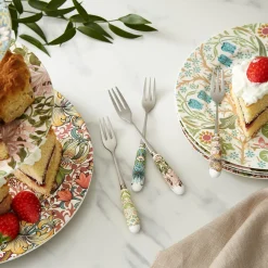 Morris & Co Set Of Four Pastry Forks With Porcelain Handle