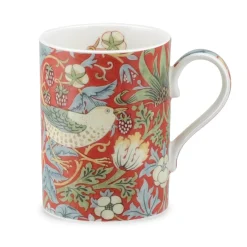 Morris & Co Strawberry Thief 340ml Porcelain Mug - Crimson Slate