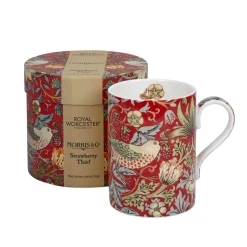 Morris & Co Strawberry Thief 340ml Porcelain Mug - Crimson Slate