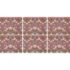Morris & Co Strawberry Thief Set Of 6 Placemats - Red