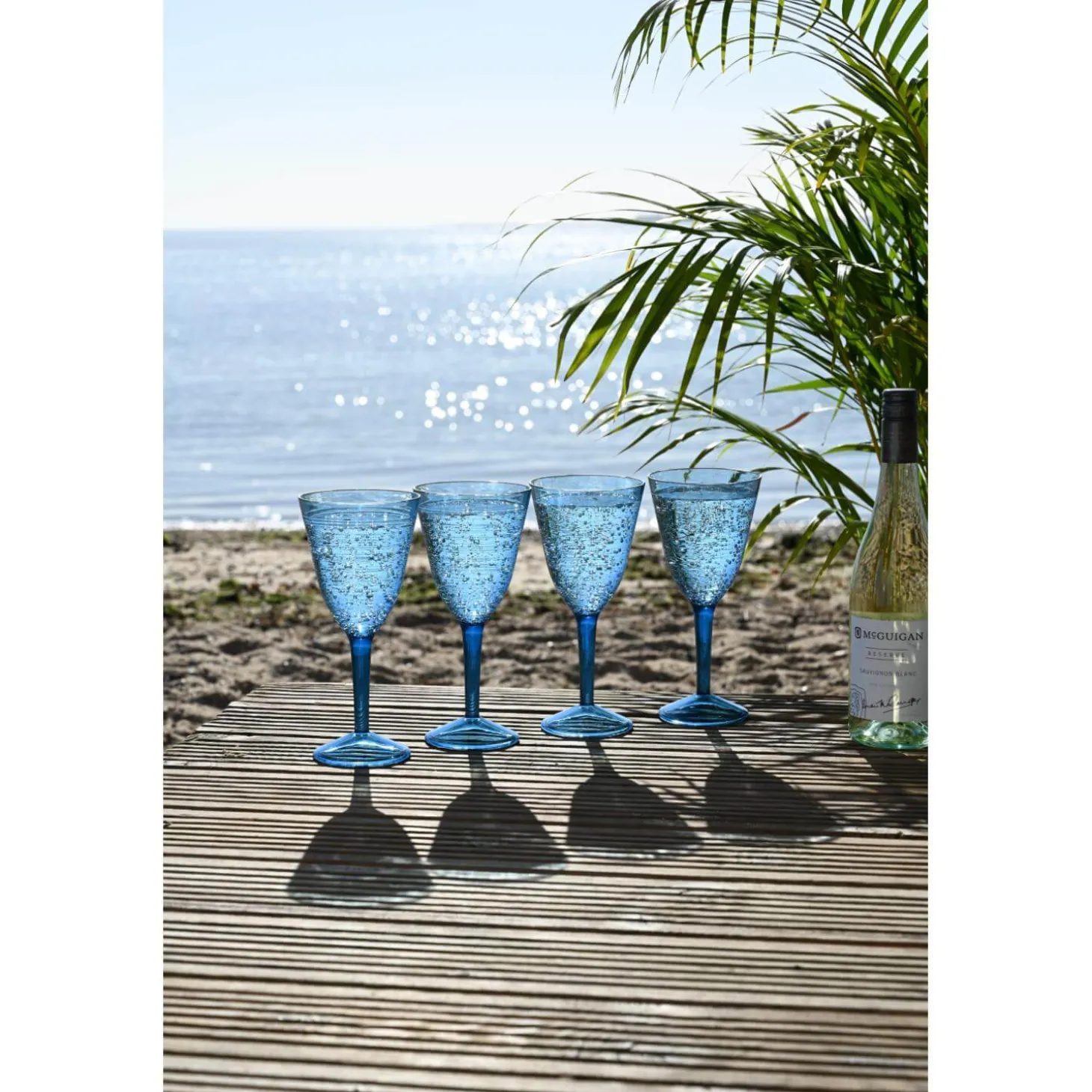 Navigate Linear Acrylic Set of 4 Wine Glasses - Blue