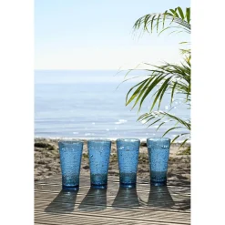 Navigate Linear Acrylic Set of 4 Hi-Ball Glasses - Blue