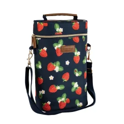 Navigate Strawberries & Cream Insulated 2 Bottle Cooler - Navy