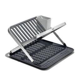 OXO Good Grips Aluminium Fold Flat Dish Rack - Grey